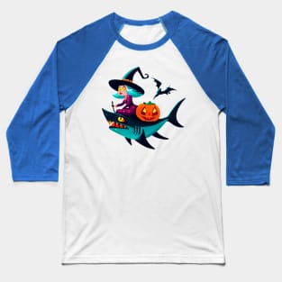 Wicked Witch's Shark Ride: A Spooky Halloween Adventure Baseball T-Shirt